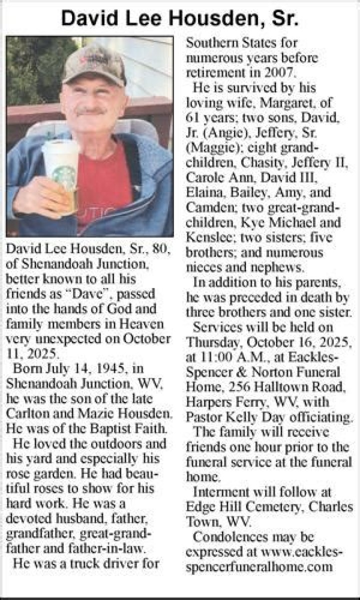 In Memory Of David Lee Housden: A Cherished Legacy